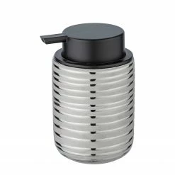 WENKO Seifenspender Vilalba - Keramik / Kunststoff - Silber / Schwarz