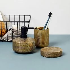 WENKO Bad-Accessoire-Set Rivara (3-teilig) - Keramik - Gold -Badaccessoires Verkäufe 1000257855 210422 07414100708 DETAILS P000000001000257855