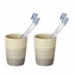 Zahnputzbecher Cuzco - Polyresin - Grau / Beige