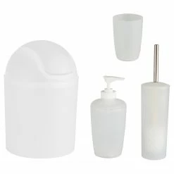 WENKO Bad-Accessoire-Set Arktis (4-teilig) - Weiß