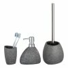 WENKO Bad-Accessoire-Set Pion (3-teilig) - Keramik - Grau