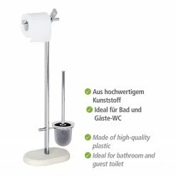 WENKO Stand WC-Garnitur Puro - Metall / Glas - Chrom / Beige -Badaccessoires Verkäufe 1000257917 210422 074229001897 ICON DETAILS P000000001000257917 icon seal