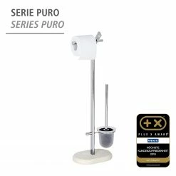 WENKO Stand WC-Garnitur Puro - Metall / Glas - Chrom / Beige -Badaccessoires Verkäufe 1000257917 210422 074229001899 ICON DETAILS P000000001000257917 icon seal