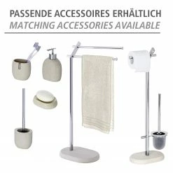 WENKO Stand WC-Garnitur Puro - Metall / Glas - Chrom / Beige -Badaccessoires Verkäufe 1000257917 210422 074230001900 ICON DETAILS P000000001000257917 icon seal