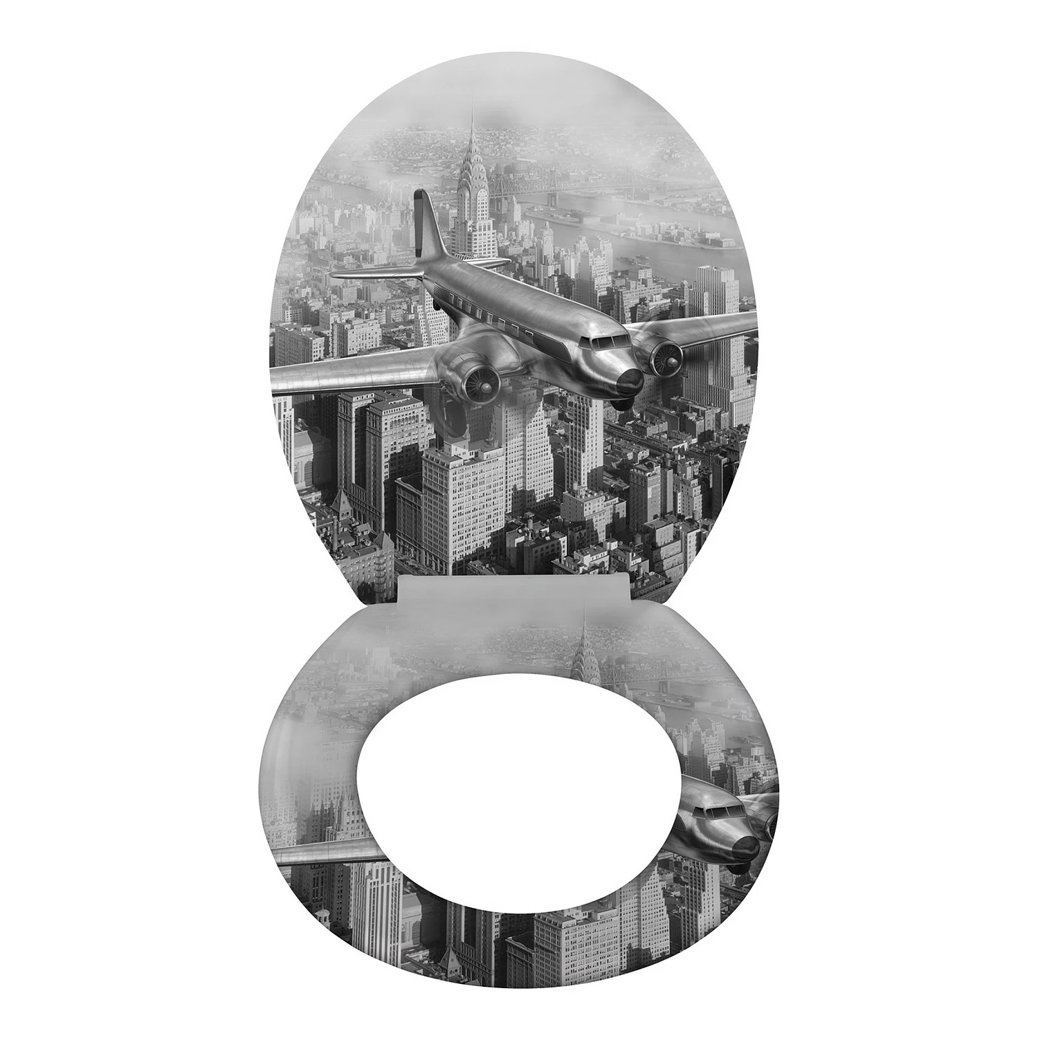 WENKO Premium WC-Sitz Old-Time Plane - Edelstahl / Duroplas - Schwarz / Weiß 4 WENKO Premium WC-Sitz Old-Time Plane - Edelstahl / Duroplas - Schwarz / Weiß – Bild 2