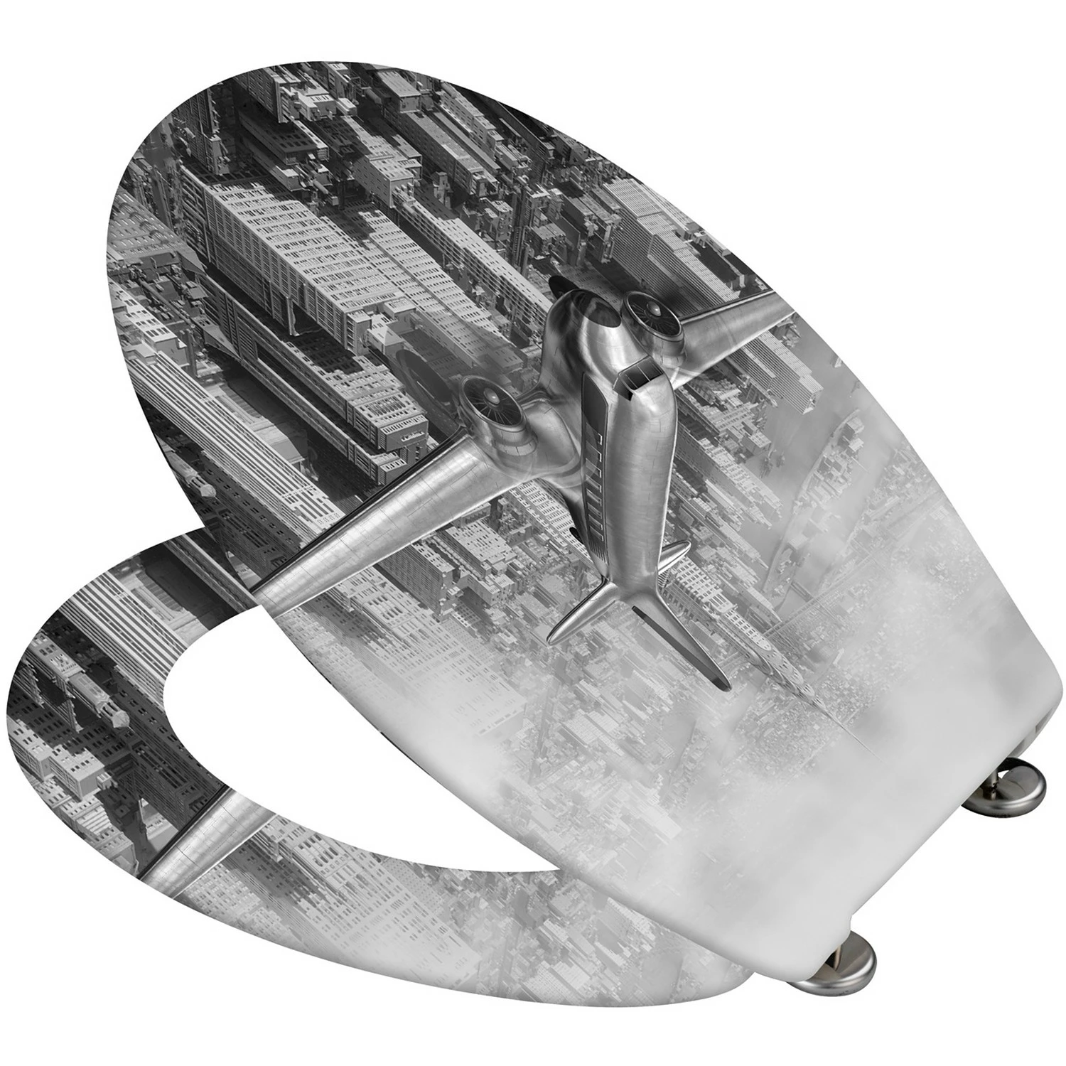 WENKO Premium WC-Sitz Old-Time Plane - Edelstahl / Duroplas - Schwarz / Weiß 8 WENKO Premium WC-Sitz Old-Time Plane - Edelstahl / Duroplas - Schwarz / Weiß – Bild 6