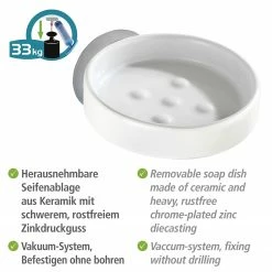 WENKO Seifenablage Capri - Zinkdruckguss / Keramik - Weiß 18 WENKO Seifenablage Capri - Zinkdruckguss / Keramik - Weiß -Badaccessoires Verkäufe 1000271100 210608 11171900294 DETAILS P000000001000271100