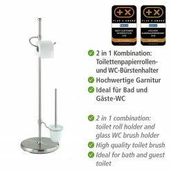 WENKO Stand WC-Garnitur Adiamo - Stahl - Silber -Badaccessoires Verkäufe 1000271108 210608 11142500098 DETAILS P000000001000271108