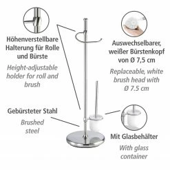 WENKO Stand WC-Garnitur Adiamo - Stahl - Silber -Badaccessoires Verkäufe 1000271108 210608 11143500111 DETAILS P000000001000271108