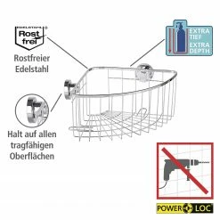 WENKO Power-Loc Eckablage Bovino - Edelstahl / ABS - Silber -Badaccessoires Verkäufe 1000271110 210608 11142500099 DETAILS P000000001000271110