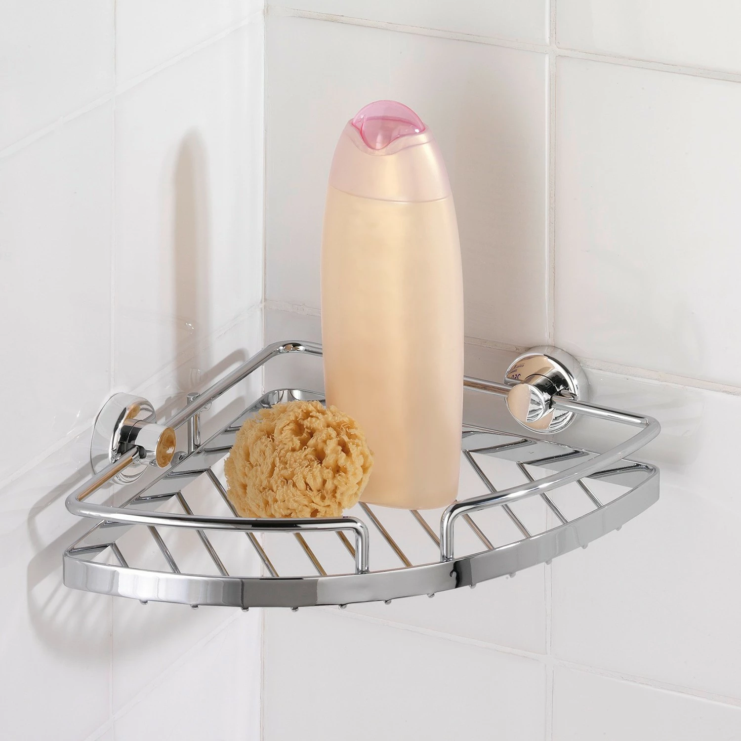 WENKO Power-Loc Eckablage Sion - Edelstahl / ABS - Silber - 28 x 19 cm 4 WENKO Power-Loc Eckablage Sion - Edelstahl / ABS - Silber - 28 x 19 cm – Bild 2