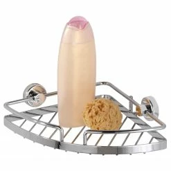 WENKO Power-Loc Eckablage Sion - Edelstahl / ABS - Silber - 28 x 19 cm