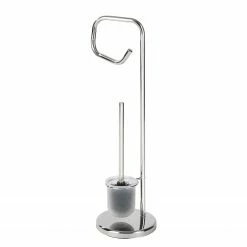 WENKO Stand WC-Garnitur Solido - Stahl / Polypropylen - Silber