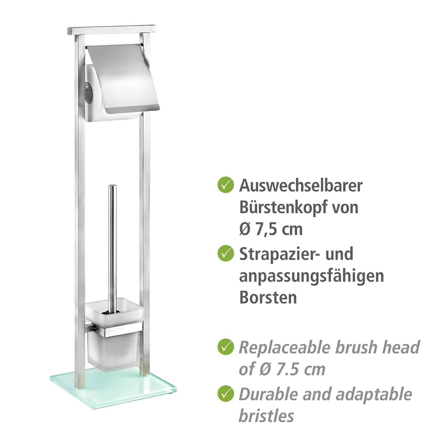 WENKO Stand WC-Garnitur Debar - Edelstahl rostfrei / Glas - Silber 6 WENKO Stand WC-Garnitur Debar - Edelstahl rostfrei / Glas - Silber – Bild 4