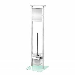 WENKO Stand WC-Garnitur Debar - Edelstahl rostfrei / Glas - Silber