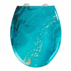 WENKO Premium WC-Sitz Stream - Edelstahl / Duroplas - Blau