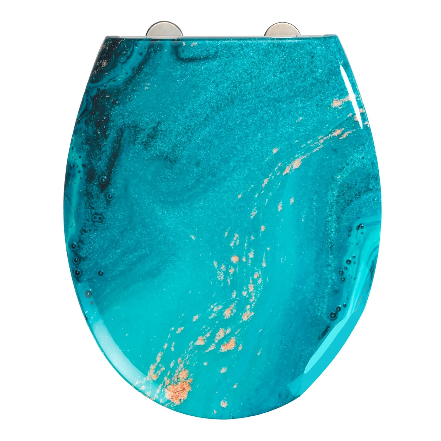 WENKO Premium WC-Sitz Stream - Edelstahl / Duroplas - Blau 3 WENKO Premium WC-Sitz Stream - Edelstahl / Duroplas - Blau