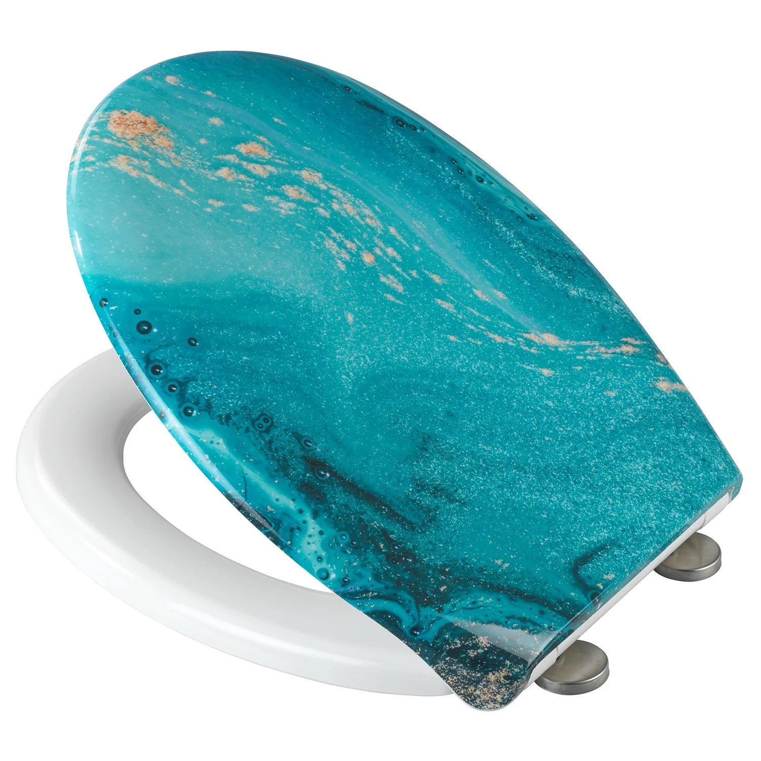 WENKO Premium WC-Sitz Stream - Edelstahl / Duroplas - Blau 6 WENKO Premium WC-Sitz Stream - Edelstahl / Duroplas - Blau – Bild 4