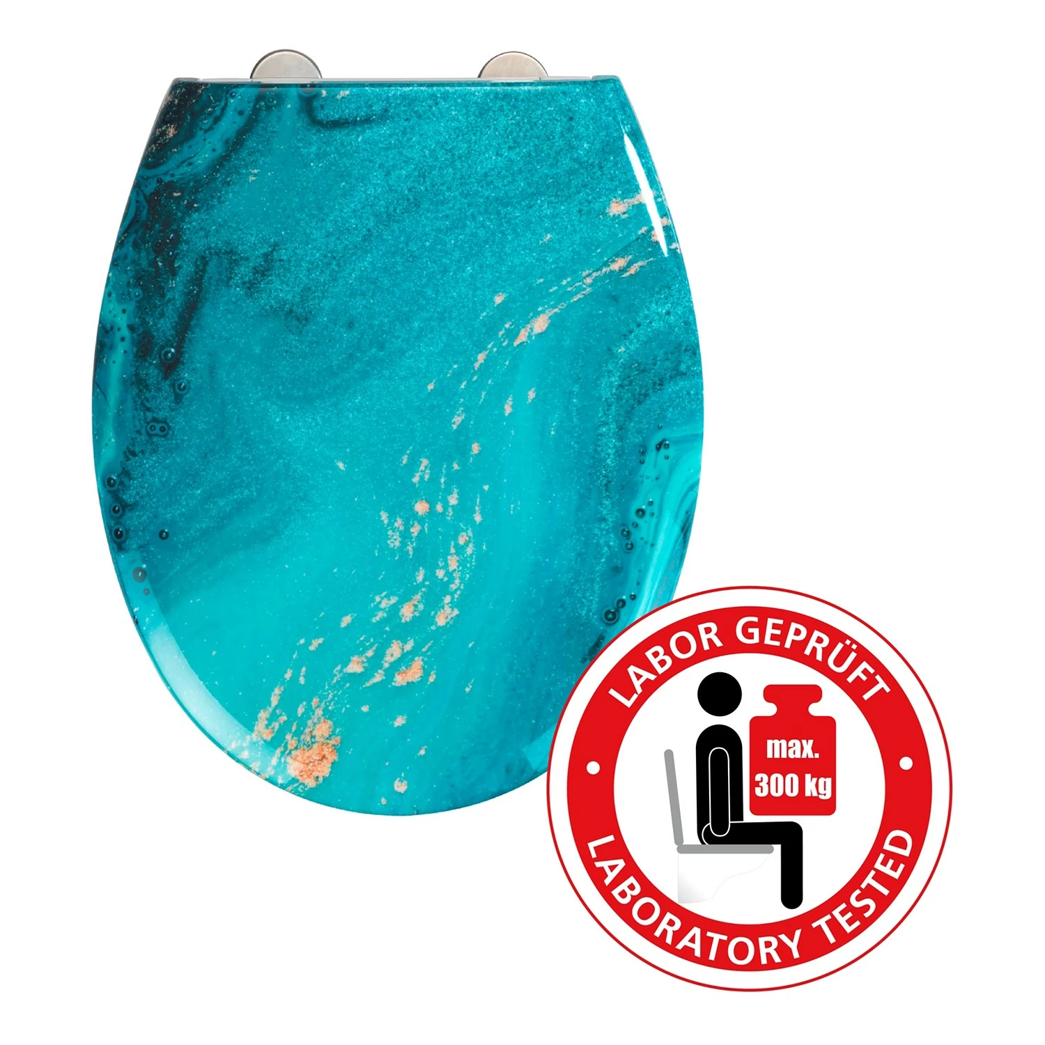 WENKO Premium WC-Sitz Stream - Edelstahl / Duroplas - Blau 7 WENKO Premium WC-Sitz Stream - Edelstahl / Duroplas - Blau – Bild 5