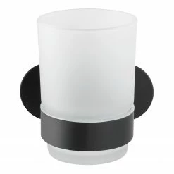 WENKO Zahnputzbecherhalter Uno Orea - Edelstahl - Schwarz