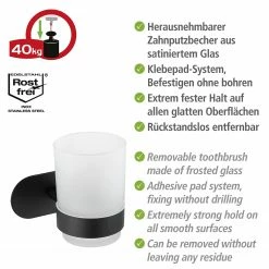 WENKO Zahnputzbecherhalter Uno Orea - Edelstahl - Schwarz -Badaccessoires Verkäufe 1000271181 210608 11201700496 DETAILS P000000001000271181