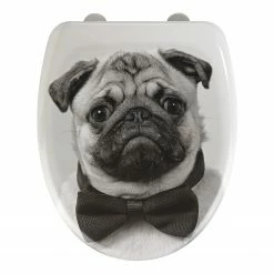 WENKO Premium WC-Sitz Pugy - Edelstahl / Duroplas - Schwarz / Weiß