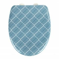 WENKO WC-Sitz Atacama - Edelstahl / Duroplas - Blau / Weiß