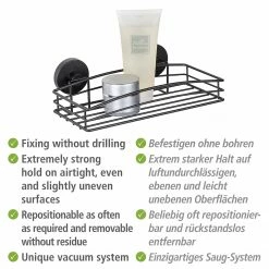 WENKO Wandablage Vacuum-Loc - Stahl - Schwarz -Badaccessoires Verkäufe 1000271200 210608 11215100604 DETAILS P000000001000271200