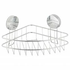 WENKO Eckablage Osimo Plus - Edelstahl / Polyethylen - Chrom - Höhe: 14 cm