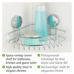 WENKO Eckablage Osimo Plus - Edelstahl / Polyethylen - Chrom - Höhe: 14 cm -Badaccessoires Verkäufe 1000271201 210608 11212400575 DETAILS P000000001000271201