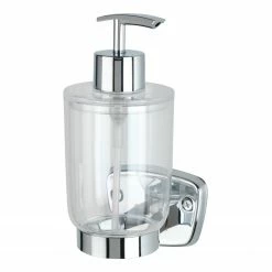 WENKO Seifenspender Basic - Edelstahl / ABS - Transparent