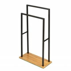 WENKO Handtuchhalter Bambusa - Edelstahl / Bambus - Schwarz