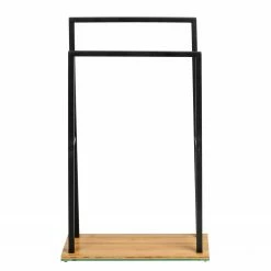 WENKO Handtuchhalter Bambusa - Edelstahl / Bambus - Schwarz -Badaccessoires Verkäufe 1000271272 210608 11294001056 DETAILS P000000001000271272