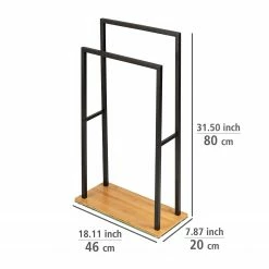 WENKO Handtuchhalter Bambusa - Edelstahl / Bambus - Schwarz -Badaccessoires Verkäufe 1000271272 210608 11300901082 SKETCH DETAILS P000000001000271272 sketch