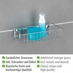 WENKO Vacuum-Loc Wandablage Classic - Stahl / Polypropylen - Silber -Badaccessoires Verkäufe 1000271291 210608 11312801152 DETAILS P000000001000271291