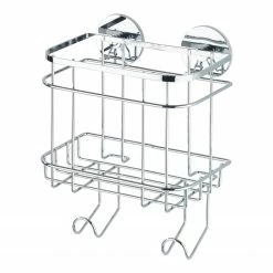 WENKO Turbo-Loc Wandkorb mit Haken - Edelstahl - Silber