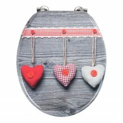 WENKO WC-Sitz Bavarian Hearts - MDF (Mitteldichte Holzfaserplatte) - Mehrfarbig