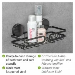 WENKO Static-Loc Wandablage Pavia - Stahl / ABS - Schwarz -Badaccessoires Verkäufe 1000271311 210608 11321501185 DETAILS P000000001000271311