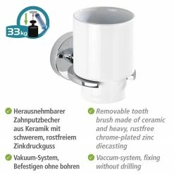 WENKO Zahnputzbecher Capri - Zinkdruckguss / Keramik - Silber -Badaccessoires Verkäufe 1000271314 210608 11323301198 DETAILS P000000001000271314