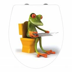 WENKO Premium WC-Sitz Frog News - Edelstahl / Duroplas - Weiß