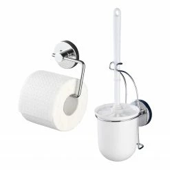 WENKO Vacuum-Loc WC-Set Milazzo (2-teilig) - Stahl - Chrom / Weiß