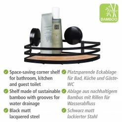 WENKO Eckablage Alba - Edelstahl / Bambus - Braun / Schwarz -Badaccessoires Verkäufe 1000271326 210608 11304201113 DETAILS P000000001000271326