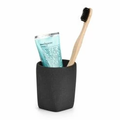 Zeller Zahnputzbecher Dark Stone - Polyresin - Schwarz - 7,7 x 8,8 cm -Badaccessoires Verkäufe 1000273700 210615 06564700163 DETAILS P000000001000273700