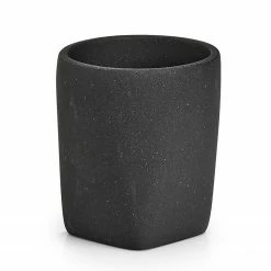 Zeller Zahnputzbecher Dark Stone - Polyresin - Schwarz - 7,7 x 8,8 cm