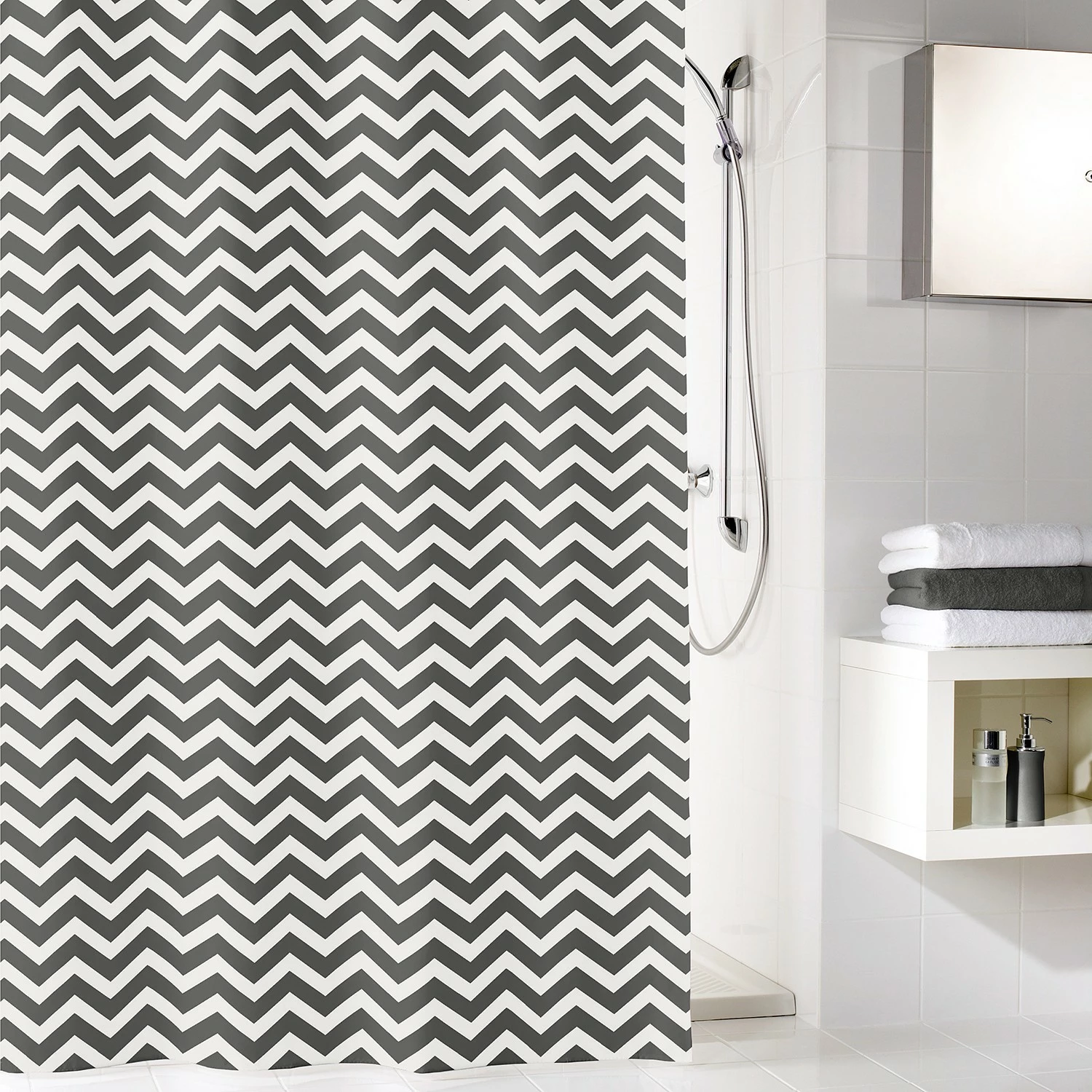 Kleine Wolke Duschvorhang Zack - PEVA - Schiefer - 120 x 200 cm 4 Kleine Wolke Duschvorhang Zack - PEVA - Schiefer - 120 x 200 cm – Bild 2