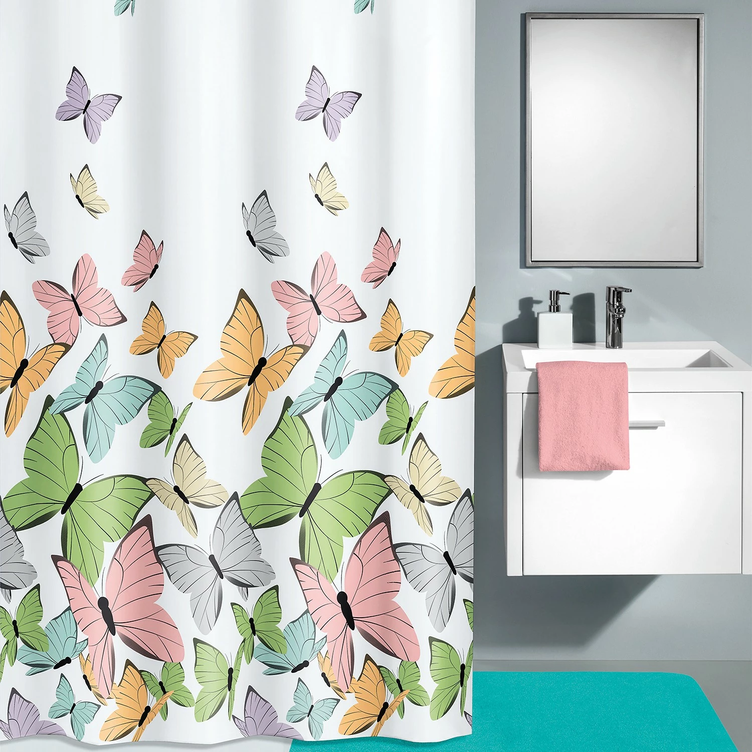 Kleine Wolke Duschvorhang Butterflies - Polyester - Mehrfarbig - 240 x 180 cm 4 Kleine Wolke Duschvorhang Butterflies - Polyester - Mehrfarbig - 240 x 180 cm – Bild 2