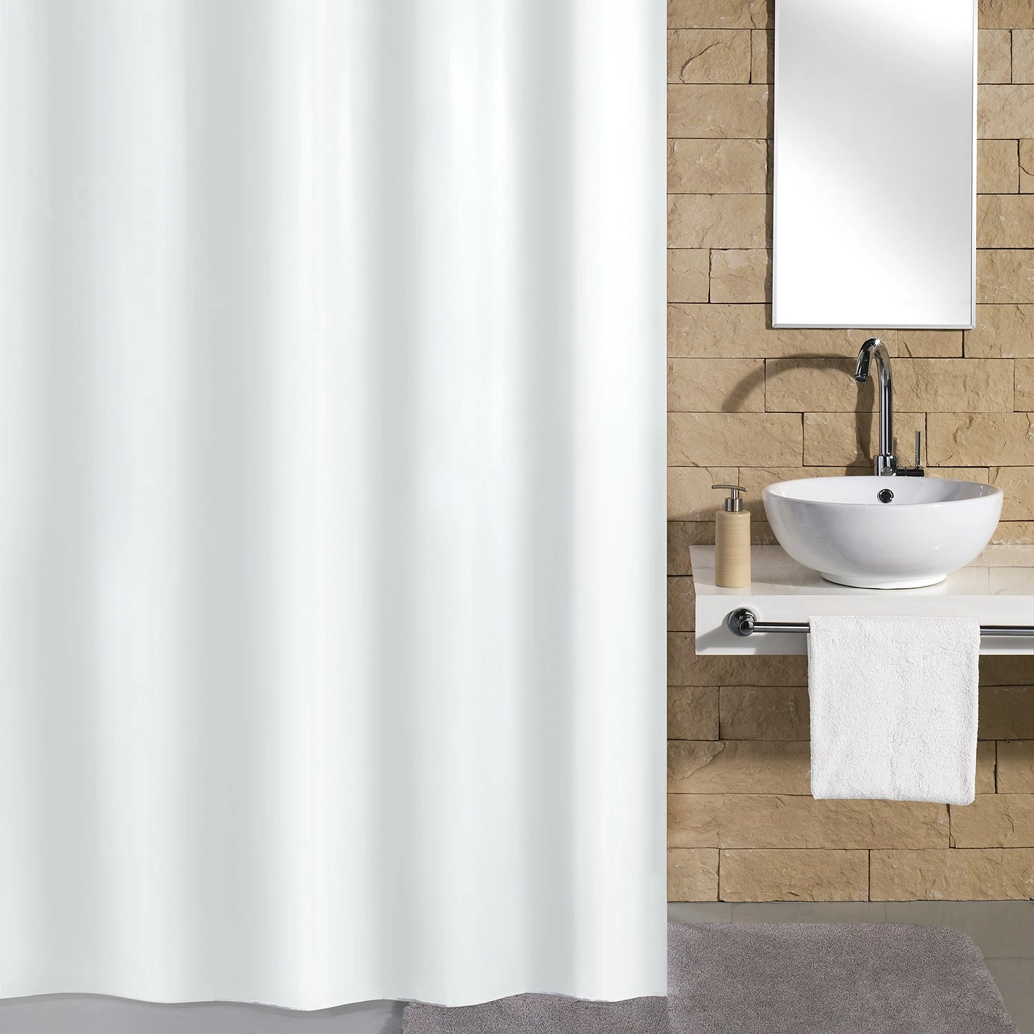 Kleine Wolke Duschvorhang Rica - Polyester - Weiß 4 Kleine Wolke Duschvorhang Rica - Polyester - Weiß – Bild 2