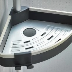 WENKO Teleskop Dusch-Regal Wave - Aluminium / Polypropylen - Silber / Schwarz -Badaccessoires Verkäufe 1000287139 210827 13301500108 DETAILS P000000001000287139