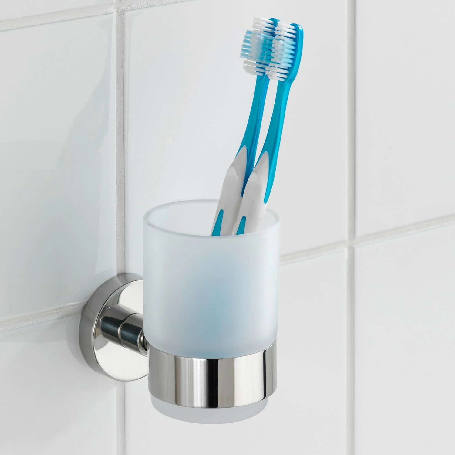 WENKO Zahnputzbecher Uno Bosio II - Milchglas / Edelstahl - Silber 5 WENKO Zahnputzbecher Uno Bosio II - Milchglas / Edelstahl - Silber – Bild 3