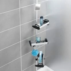 WENKO Teleskop Dusch-Regal Line - Aluminium / Polypropylen - Silber / Schwarz -Badaccessoires Verkäufe 1000287182 210827 13303300377 DETAILS P000000001000287182